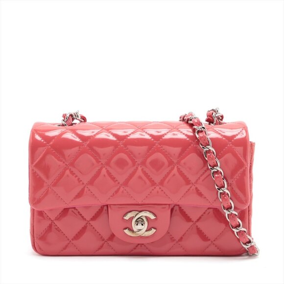 CHANEL Handbags - Authentic CHANEL Pink Patent Quilted Single Flap Bag Chain Purse